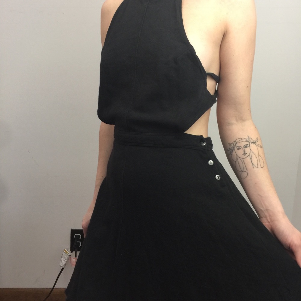 FP Beach Sexy Halter Open Back Mini Black Dress